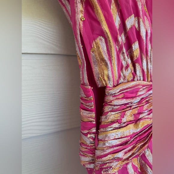 Ramy Brook Reina Dress Pink Gold Metallic V-Neck Sleeveless Mini Size 2 NWT - Picture 12 of 12